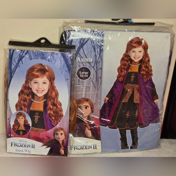 Disney Other - Disney Frozen II Anna Costume and Wig Set Size L 12-14. NEW never worn